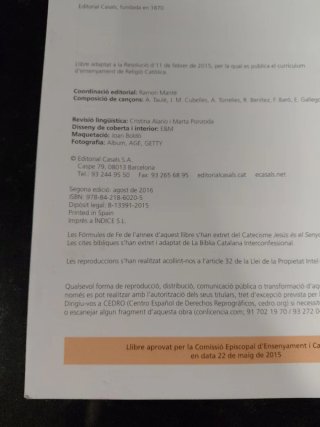 LIBRO RELIGIÓ CATÒLICA 3° Primária (usado) Casals