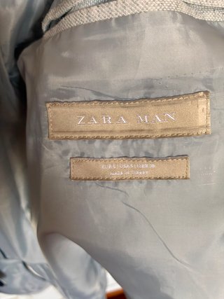 Blazer Zara Man Gris con Capucha Azul Talla M