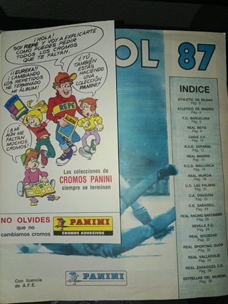 Álbum Fútbol 87 Panini Completo