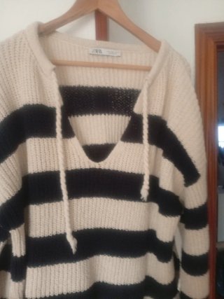 Jersey Zara Rayas Beige y azul marino