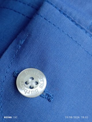 Camisa Burberrys Azul con Detalles Beige