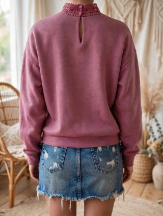 Sudadera rosa con encaje cuello alto Salsa Jeans S