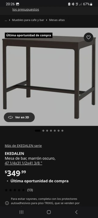 Mesa alta Ikea Ekedalen madera