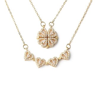 Collar Trébol Corazón Oro 4 Hojas