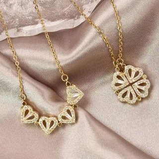 Collar Trébol Corazón Oro 4 Hojas