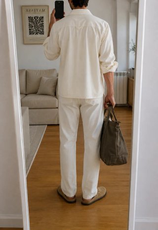 Sobrecamisa Mango Regular Fit Beige/Blanco