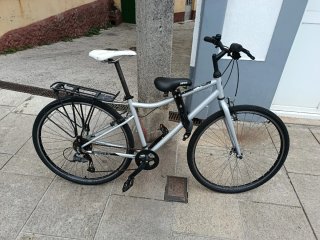 Bicicleta de paseo plateada