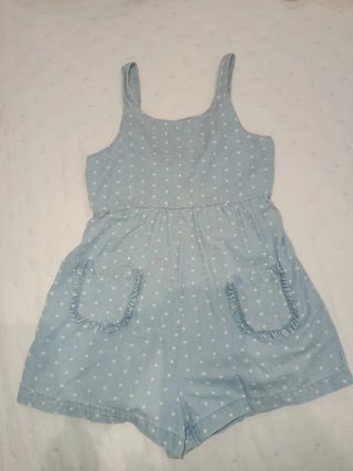 Mono vaquero niña lunares blanco talla 5