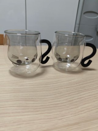 Set 2 Tazze Vetro Doppia Parete Gatto