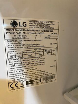 Frigorífico LG 152cm 2 Puertas