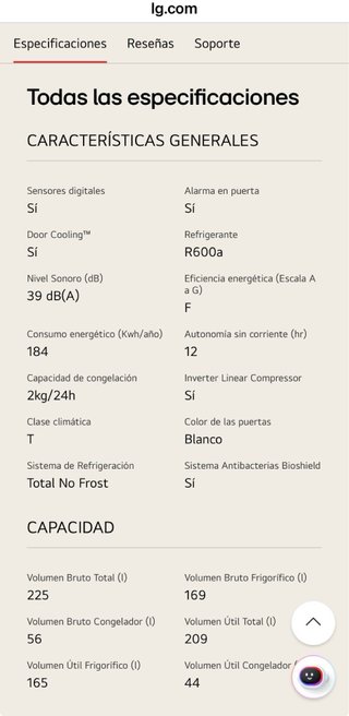 Frigorífico LG 152cm 2 Puertas