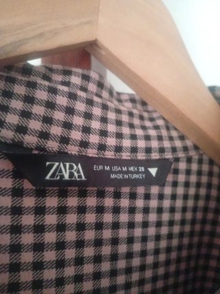 Vestido camisero Zara cuadros rosa/negro
