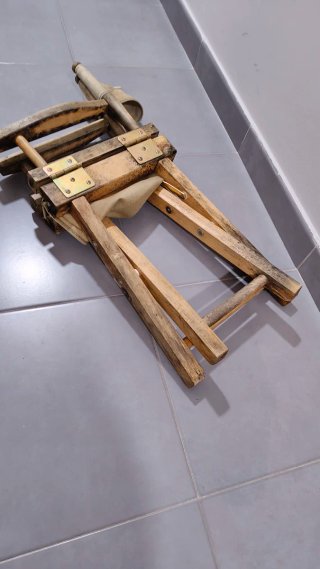 Silla pequeña plegable de director madera y tela