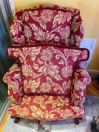 Sillón clásico vintage granate estampado