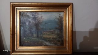 2 Cuadros Óleo Lienzo Paisaje 24×19 marco32×27