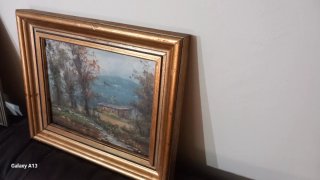 2 Cuadros Óleo Lienzo Paisaje 24×19 marco32×27