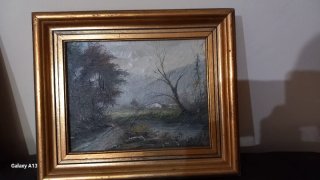 2 Cuadros Óleo Lienzo Paisaje 24×19 marco32×27