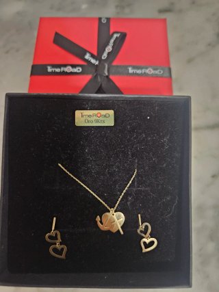 Conjunto Joya Time ROAD Oro 9k Corazón, Ancla y Cr
