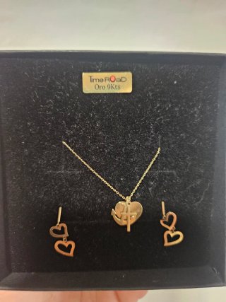 Conjunto Joya Time ROAD Oro 9k Corazón, Ancla y Cr