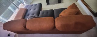 Sofá Cheslong Gris y Naranja