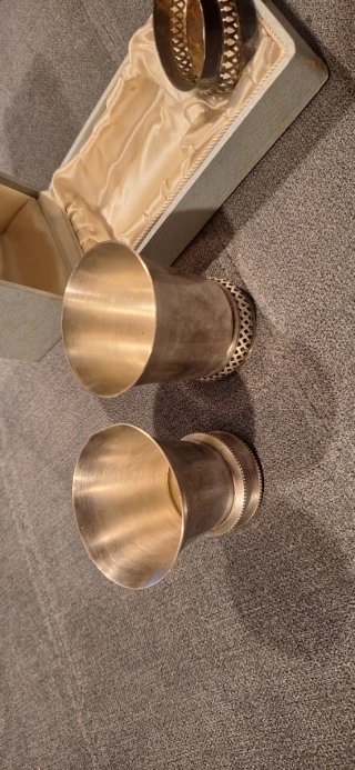 Juego 2 Vasos Baño Plata Antiguos