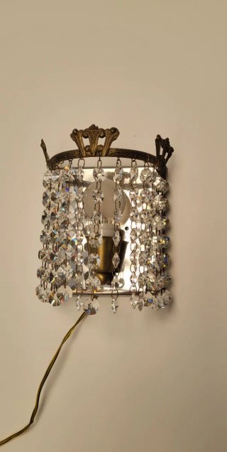 Applique '50/'60 Stile Impero Ottone Cristalli