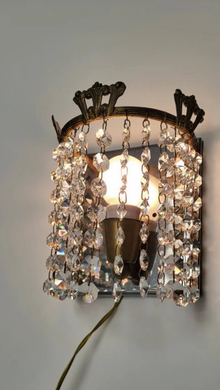 Applique '50/'60 Stile Impero Ottone Cristalli