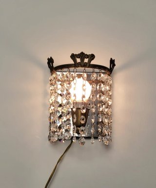 Applique '50/'60 Stile Impero Ottone Cristalli