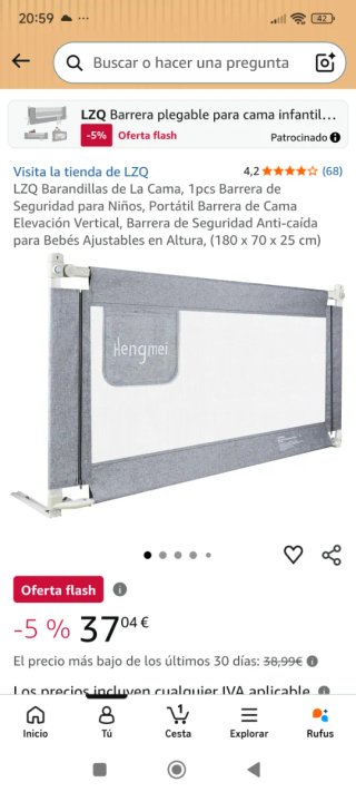 Barrera de Cama LZQ Plegable Infantil pack de 3