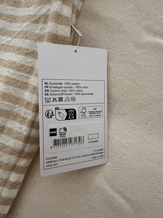 Funda cojín 50x50 beige y blanco