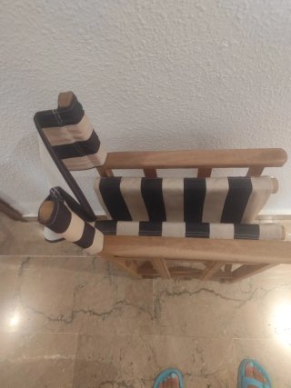 Silla Director Madera Rayas Beige/Negro