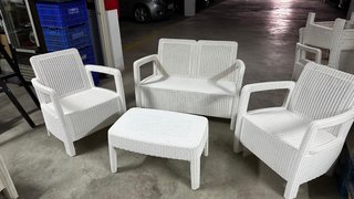 Juego Muebles Jardín Ratán Sintético Blanco