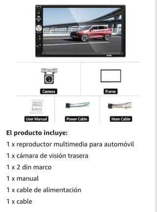 Radio 2 DIN Táctil con Cámara y Mando