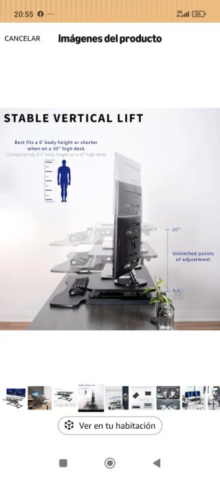 SobrEscritorio Elevable Negro para 2 Monitores.