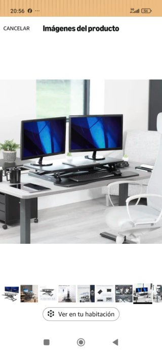 SobrEscritorio Elevable Negro para 2 Monitores.