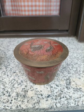 Juego oriental latón grabado