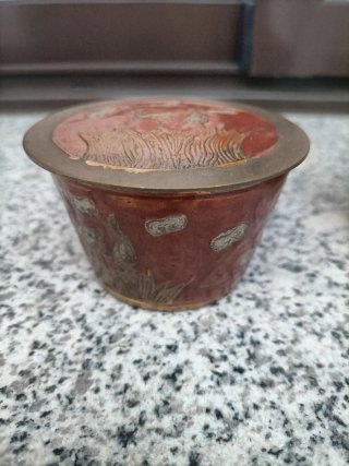 Juego oriental latón grabado