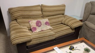 Sofá 3 plazas 175 cm beige y marrón
