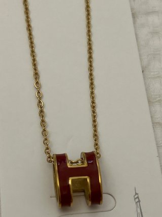 Cadena Acero Dorado Colgante H Hermes