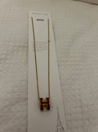 Cadena Acero Dorado Colgante H Hermes