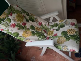Butaca de terraza de plástico con colchoneta