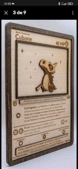 Carta Pokemon en madera Artesanal