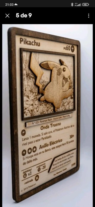 Carta Pokemon en madera Artesanal
