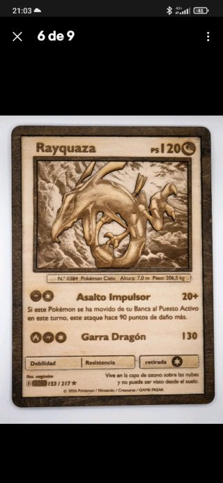 Carta Pokemon en madera Artesanal