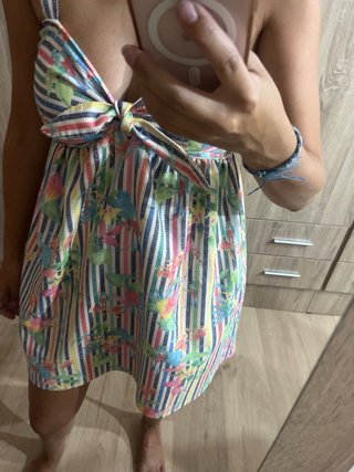 Vestido estampado rayas y flores