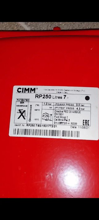 Vaso Expansión Caldera CIMM RP250 7 Litros