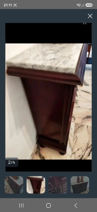 Mueble de entrada vintage madera y mármol.