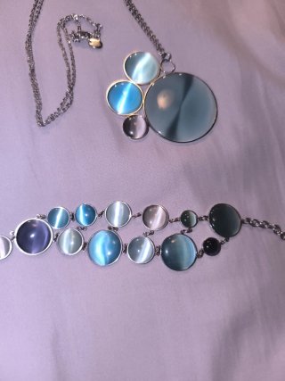 Conjunto collar y pulsera piedras azules