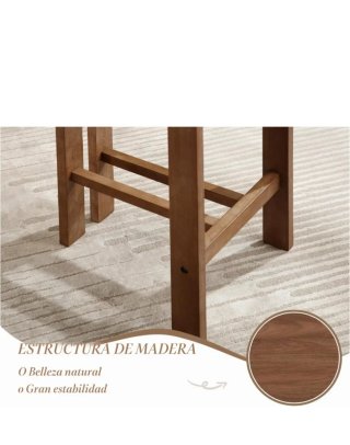 Taburetes de Bar Madera y Lino (2 uds)