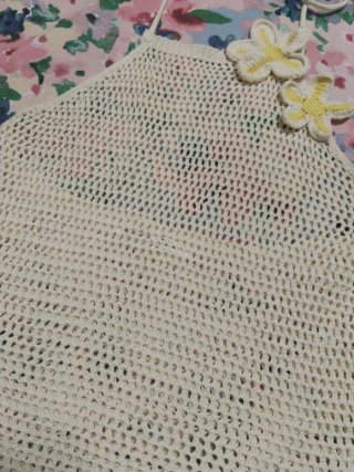 Top Crochet Flores Blanco Talla Única
